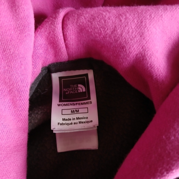 The North Face Gray Hoodie with Pink Logo Woman's M excellent condition - Picture 4 of 4